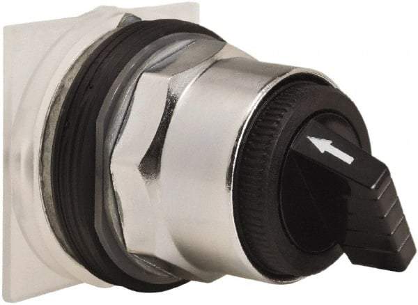 Schneider Electric - 30mm Mount Hole, 2 Position, Knob and Pushbutton Operated, Selector Switch Only - Black, Momentary (MO), without Contact Blocks, Weatherproof and Dust and Oil Resistant - USA Tool & Supply