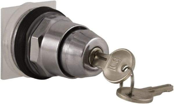 Schneider Electric - 30mm Mount Hole, 2 Position, Knob and Pushbutton Operated, Selector Switch Only - Black, Momentary (MO), without Contact Blocks, Weatherproof and Dust and Oil Resistant - USA Tool & Supply
