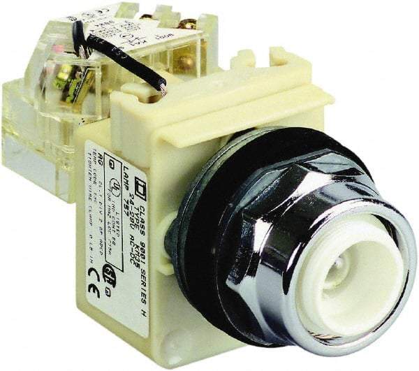 Schneider Electric - 250 V Incandescent & LED Push-to-Test Pilot Light - Screw Clamp Connector, 104mm OAL x 54mm Wide, Dust-tight, Oiltight, Shock Resistant, Vibration Resistant, Watertight - USA Tool & Supply