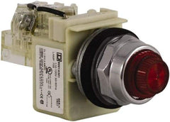 Schneider Electric - Red Lens Press-to-Test Indicating Light - Screw Clamp Connector - USA Tool & Supply