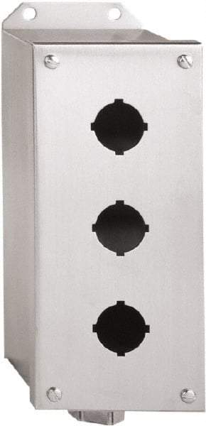 Schneider Electric - 3 Hole, 30mm Hole Diameter, Aluminum Pushbutton Switch Enclosure - 1, 3, 4, 6, 12, 13 NEMA Rated - USA Tool & Supply