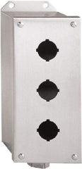 Schneider Electric - 3 Hole, 30mm Hole Diameter, Aluminum Pushbutton Switch Enclosure - 1, 3, 4, 6, 12, 13 NEMA Rated - USA Tool & Supply