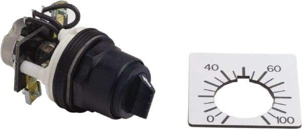 Square D - 1,000 Ohm, 30mm, 300 VAC Potentiometer - 2 Watts, Nonilluminated, Knob Operated, NEMA 4, 13 - USA Tool & Supply