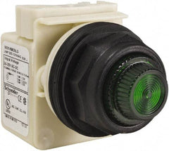 Schneider Electric - 24 V, 28 V Green Lens LED Indicating Light - Round Lens, Screw Clamp Connector, Corrosion Resistant, Dust Resistant, Oil Resistant - USA Tool & Supply
