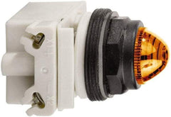Schneider Electric - 120 VAC White Lens LED Pilot Light - Round Lens, Screw Clamp Connector, 54mm OAL x 42mm Wide, Vibration Resistant - USA Tool & Supply