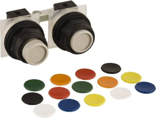 Schneider Electric - 30mm Mount Hole, Extended Straight, Pushbutton Switch Only - Multicolored Pushbutton, Maintained (MA) - USA Tool & Supply