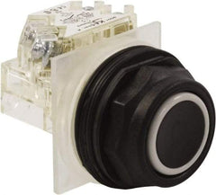 Schneider Electric - 30mm Mount Hole, Flush, Pushbutton Switch with Contact Block - Octagon, Black Pushbutton, Momentary (MO) - USA Tool & Supply