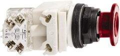 Schneider Electric - 30mm Mount Hole, Extended Mushroom Head, Pushbutton Switch Only - Round, Red Pushbutton, Illuminated, Maintained (MA) - USA Tool & Supply