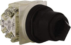 Schneider Electric - 30mm Mount Hole, 2 Position, Knob and Pushbutton Operated, Selector Switch - Black, Maintained (MA), Anticorrosive, Weatherproof, Dust and Oil Resistant - USA Tool & Supply