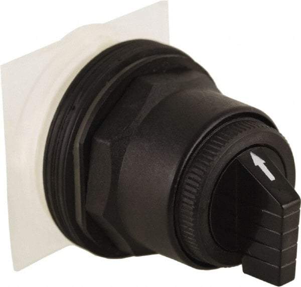 Schneider Electric - 30mm Mount Hole, 3 Position, Knob and Pushbutton Operated, Selector Switch Only - Black, Momentary (MO), without Contact Blocks, Anticorrosive, Weatherproof, Dust and Oil Resistant - USA Tool & Supply