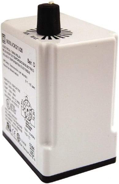 Square D - DPDT Time Delay Relay - 10 Contact Amp, 110 VDC & 120 VAC - USA Tool & Supply