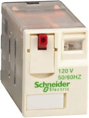 Schneider Electric - 2,500 VA Power Rating, Electromechanical Plug-in General Purpose Relay - 10 Amp at 250/277 VAC & 28/30 VDC, 5 at 250 VAC & 28 VDC, 3CO, 120 VAC at 50/60 Hz - USA Tool & Supply