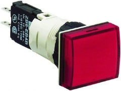 Schneider Electric - 12-24 VAC/VDC Red Lens LED Pilot Light - Rectangle Lens, Quick Connect Connector, 24mm Wide, Vibration Resistant - USA Tool & Supply