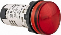 Schneider Electric - 24 V Red Lens LED Pilot Light - Round Lens, Screw Clamp Connector, 29mm Wide - USA Tool & Supply