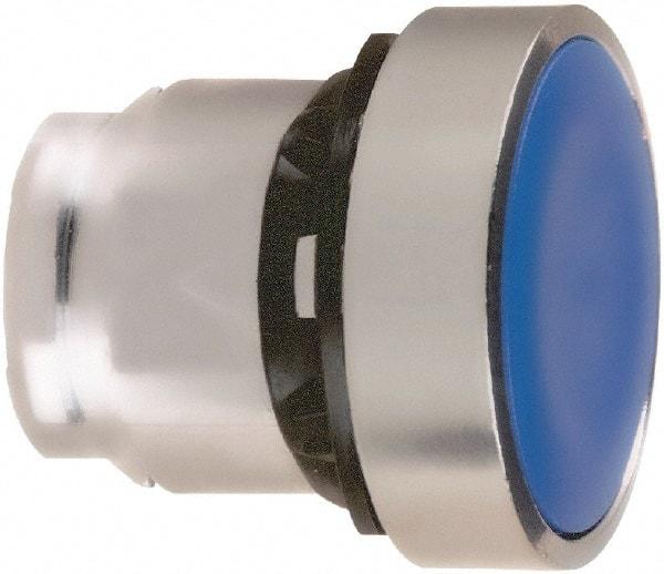 Schneider Electric - 22mm Mount Hole, Flush, Pushbutton Switch Only - Round, Blue Pushbutton, Nonilluminated, Momentary (MO) - USA Tool & Supply
