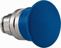 Schneider Electric - 22mm Mount Hole, Extended Mushroom Head, Pushbutton Switch Only - Round, Blue Pushbutton, Nonilluminated, Momentary (MO) - USA Tool & Supply