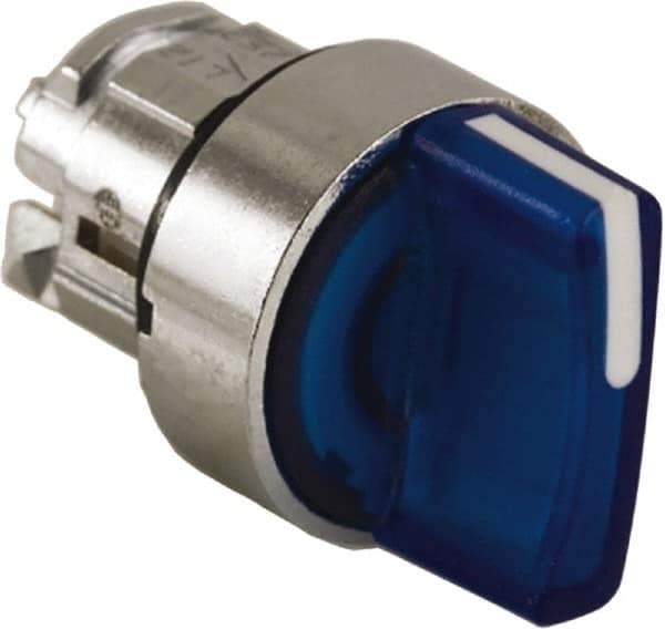 Schneider Electric - 22mm Mount Hole, 3 Position, Handle Operated, Selector Switch - Blue, Maintained (MA), Illuminated, Shock, Vibration and Water Resistant - USA Tool & Supply