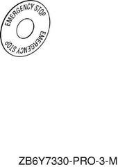 Schneider Electric - Round, Legend Plate - Emergency Stop - Yellow Background, Black Letters, 45mm Overall Diameter - USA Tool & Supply
