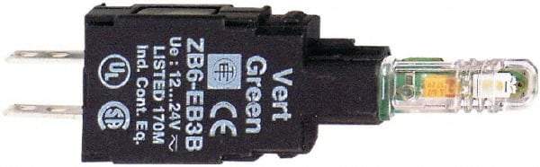 Schneider Electric - 12-24 VAC Green Lens LED Indicating Light - Quick Connect Connector, Shock Resistant, Vibration Resistant - USA Tool & Supply
