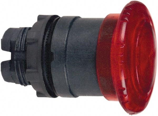 Schneider Electric - 22mm Mount Hole, Extended Mushroom Head, Pushbutton Switch Only - Round, Red Pushbutton, Illuminated, Maintained (MA) - USA Tool & Supply
