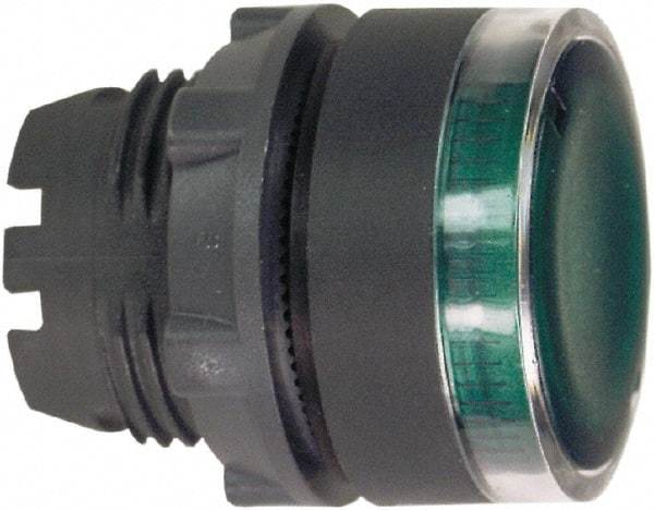 Schneider Electric - 22mm Mount Hole, Flush, Pushbutton Switch Only - Round, Green Pushbutton, Illuminated, Momentary (MO) - USA Tool & Supply