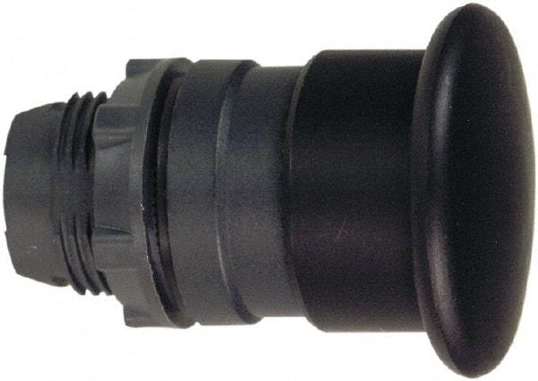 Schneider Electric - 22mm Mount Hole, Extended Mushroom Head, Pushbutton Switch Only - Round, Black Pushbutton, Nonilluminated, Momentary (MO) - USA Tool & Supply
