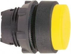 Schneider Electric - 22mm Mount Hole, Extended Straight, Pushbutton Switch Only - Round, Yellow Pushbutton, Nonilluminated, Maintained (MA) - USA Tool & Supply