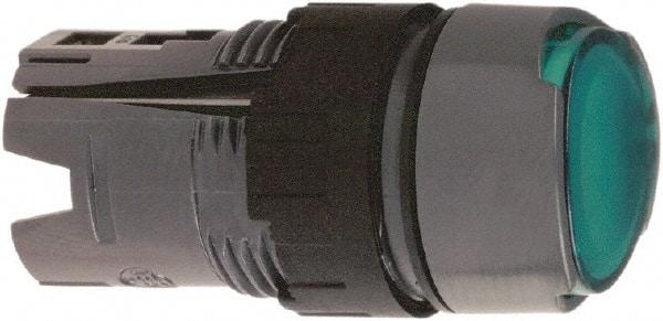 Schneider Electric - 16mm Mount Hole, Flush, Pushbutton Switch Only - Round, Green Pushbutton, Illuminated, Momentary (MO), Vibration Resistant - USA Tool & Supply