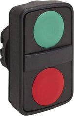 Schneider Electric - 22mm Mount Hole, Extended Straight, Flush, Pushbutton Switch Only - Rectangle, Green and Red Pushbutton, Nonilluminated, Momentary (MO), On-Off, Shock and Vibration Resistant - USA Tool & Supply