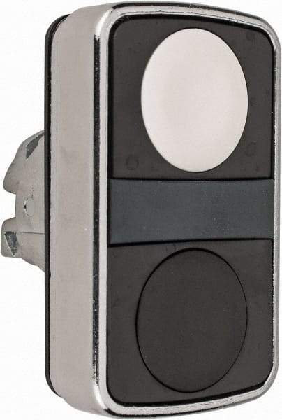 Schneider Electric - 22mm Mount Hole, Flush, Pushbutton Switch Only - Rectangle, White and Black Pushbutton, Nonilluminated, Momentary (MO), On-Off, Shock and Vibration Resistant - USA Tool & Supply