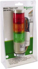 Schneider Electric - LED Lamp, Green, Red and Amber, Steady, Preassembled Stackable Tower Light Module Unit - 24 VAC/VDC, 75 Milliamp, Base Mount - USA Tool & Supply