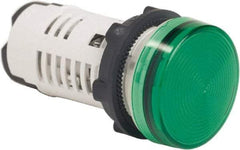 Schneider Electric - 120 VAC Green Lens LED Pilot Light - Round Lens, Screw Clamp Connector, 29mm Wide, Shock Resistant, Vibration Resistant - USA Tool & Supply