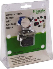 Schneider Electric - 22mm Mount Hole, Pushbutton Switch with Contact Block - USA Tool & Supply