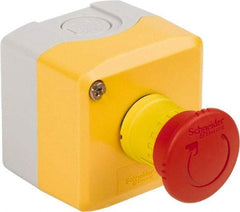 Schneider Electric - 1 Operator, Mushroom Head Control Station - No Legend (Legend), Turn to Release Switch, NC Contact, NEMA 13, 4X - USA Tool & Supply