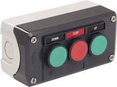 Schneider Electric - 3 Operator, Flush Pushbutton Control Station - Up-Stop-Down (Legend), Momentary Switch, 2NO/NC Contact, NEMA 13, 4X - USA Tool & Supply