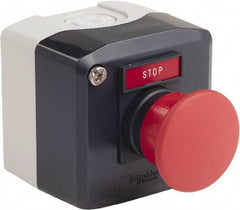 Schneider Electric - 1 Operator, Mushroom Head Control Station - Stop (Legend), Momentary Switch, NC Contact, NEMA 13, 4X - USA Tool & Supply