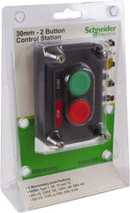 Schneider Electric - 2 Operator, Flush Pushbutton Control Station - Marche-Arret (Legend), Momentary Switch, NO/NC Contact, NEMA 1, 12, 13, 3, 3R, 4 - USA Tool & Supply