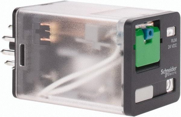 Schneider Electric - Octal Electromechanical Plug-in General Purpose Relay - 10 Amp at 240 V, 3PDT, 24 VDC, 35mm Wide x 56mm High x 35.4mm Deep - USA Tool & Supply