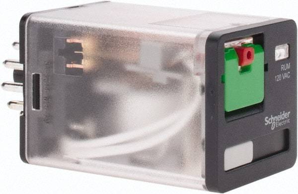 Schneider Electric - 3 at 60 Hz VA Power Rating, Octal Electromechanical Plug-in General Purpose Relay - 10 Amp at 250 VAC, 3PDT, 120 VAC, 35mm Wide x 56mm High x 35.4mm Deep - USA Tool & Supply