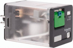 Schneider Electric - Octal Electromechanical Plug-in General Purpose Relay - 10 Amp at 240 V, DPDT, 24 VDC, 35mm Wide x 56mm High x 35.4mm Deep - USA Tool & Supply