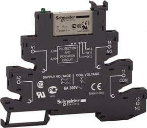 Schneider Electric - 1,500 VA Power Rating, Electromechanical Screw General Purpose Relay - 6 Amp at 24 V, SPDT, 24 VAC/VDC, 6.2mm Wide x 78.7mm High x 96mm Deep - USA Tool & Supply