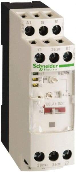 Schneider Electric - 300 hr Delay, Single Range 2CO Time Delay Relay - 8 Contact Amp, 110 to 240 VAC, 24 VAC, 24 VDC, 42 to 48 VAC & 42 to 48 VDC - USA Tool & Supply