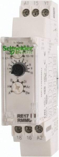 Schneider Electric - 100 hr Delay, Multiple Range SPDT Time Delay Relay - 8 Contact Amp, 24 to 240 VAC/VDC, Selector Switch - USA Tool & Supply