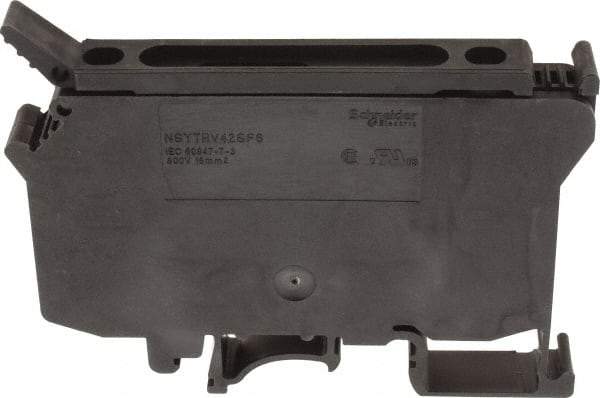 Schneider Electric - 1 Pole, 500 Volt, 10 Amp, -40 to 266°F, DIN Rail Mount, Polyamide Fused Terminal Block - 3 Contacts, 26 to 8 AWG Compatibility, 60-1/2mm High - USA Tool & Supply