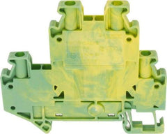 Schneider Electric - 1 Pole, 1,000 Volt, -40 to 266°F, DIN Rail Mount, Polyamide Grounding Terminal Block - 4 Contacts, 26 to 12 AWG Compatibility, 65mm High - USA Tool & Supply