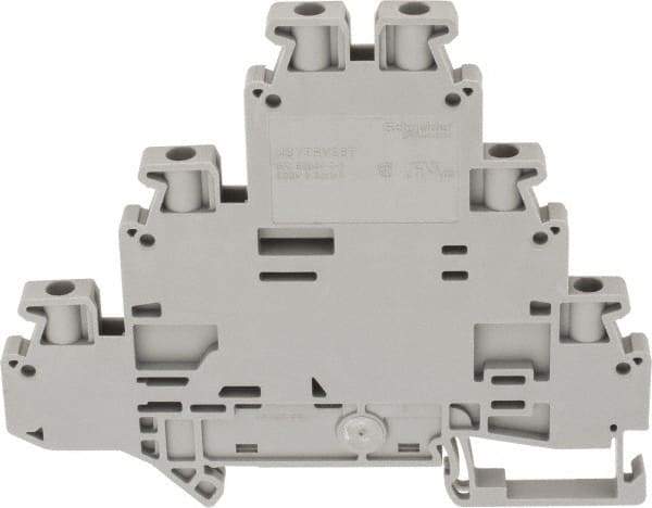 Schneider Electric - 3 Poles, 500 Volt, 24 Amp, -40 to 266°F, DIN Rail Mount, Polyamide Passthrough Terminal Block - 6 Contacts, 26 to 12 AWG Compatibility, 77-1/2mm High - USA Tool & Supply