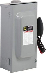 Square D - 3 Phase, 600VAC/VDC, 3 Pole, 3R, Enclosed Fused Cam & Disconnect Switch - 3PST, 3 Wires - USA Tool & Supply
