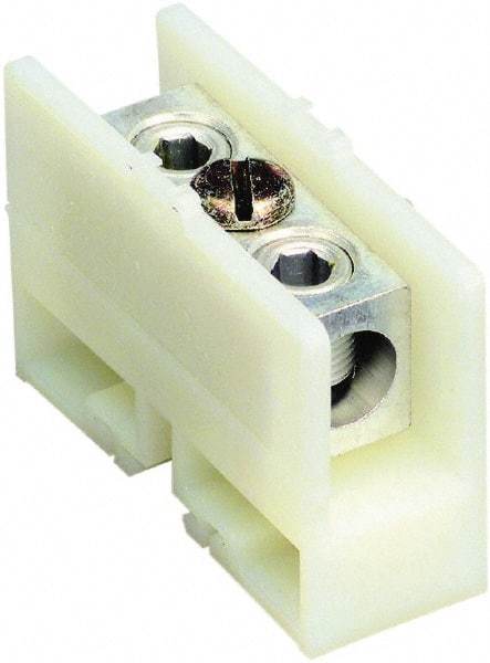 Square D - 600 VAC, 255 Amp, -40 to 275°F, DIN Rail Mount, Nylon Standard Terminal Block - 1 Contact, Tin Plated Aluminum, 6 AWG Compatibility Size, 2.32 Inch High x 3.23 Inch Deep - USA Tool & Supply