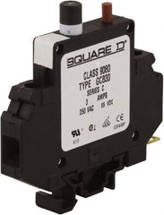 Square D - 3 Amp, 250 VAC, 65 VDC, 1 Pole, DIN Rail Mount Circuit Protector - Thermal Magnetic Trip, 16-10 AWG, 64mm Deep x 80mm High x - USA Tool & Supply