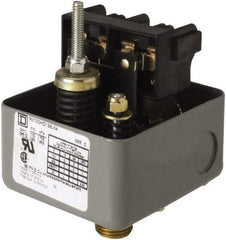 Square D - 1 NEMA Rated, DPST, 110 to 125 psig, Vacuum Switch Pressure and Level Switch - Adjustable Pressure, 575 VAC, 0.13 Inch NPSF Connector, Screw Terminal, For Use with Air Compressors, Electrically Driven Water Pumps - USA Tool & Supply